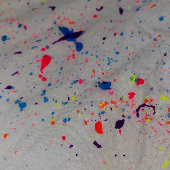 xxs white neon splatter dynamite crop tank top - Picture 4 of 7